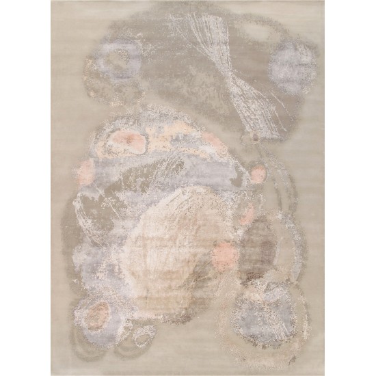 Pasargad Home Modern Hand-Knotted Abstract Silk & Wool Area Rug-12' 3" X 15' 3"