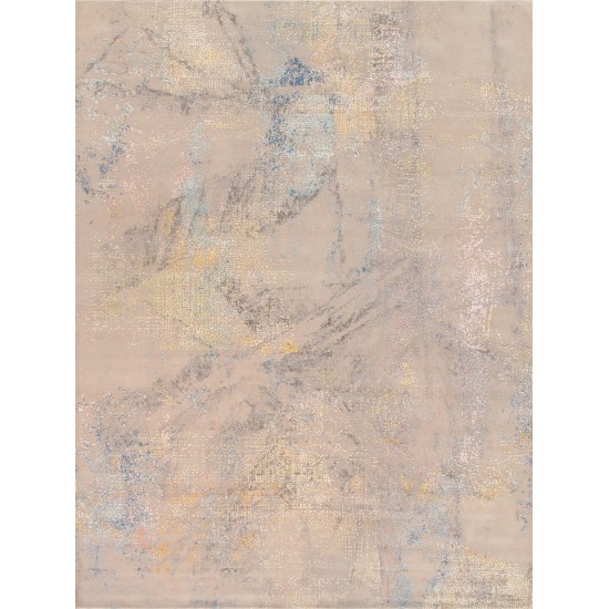 Pasargad Home Modern Hand-Knotted Abstract Silk & Wool Area Rug- 9' 1" X 12' 2"