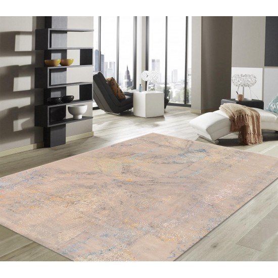 Pasargad Home Modern Hand-Knotted Abstract Silk & Wool Area Rug- 9' 1" X 12' 2"