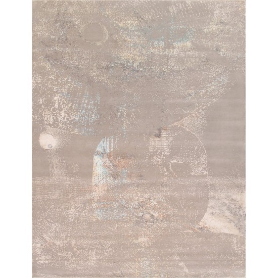 Pasargad Home Modern Hand-Knotted Abstract Silk & Wool Area Rug- 9' 4" X 12' 3"