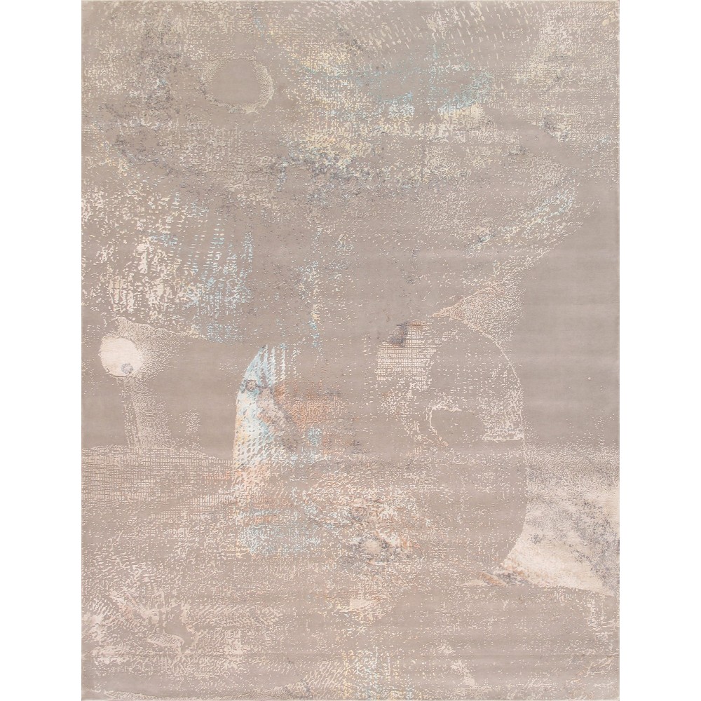 Pasargad Home Modern Hand-Knotted Abstract Silk & Wool Area Rug- 9' 4" X 12' 3"