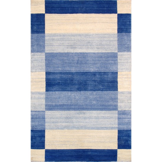 Pasargad Home Area Rug Gramercy Hand-Loomed Silk, wool Blue 4'11" X 8' 8"