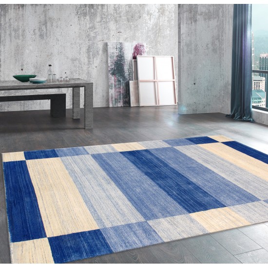 Pasargad Home Area Rug Gramercy Hand-Loomed Silk, wool Blue 4'11" X 8' 8"