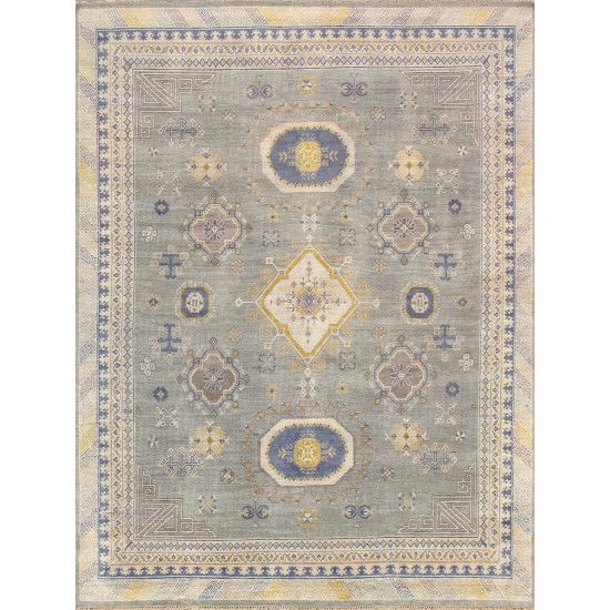 Pasargad Home Khotan Collection Hand-Knotted Wool Area Rug- 9' 1" X 12' 2"