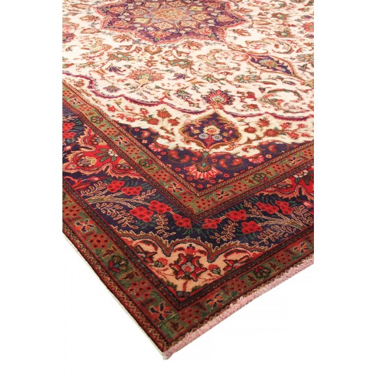 Pasargad Home Vintage Overdye Collection Red Wool Area Rug- 9' 6" X 12' 8"