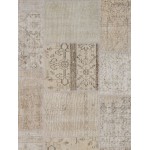 Pasargad Home Vintage Patchwork Beige Lamb's Wool Area Rug- 5' 7" X 7'10"