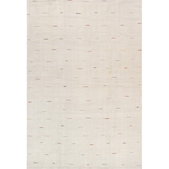 Pasargad Home Vintage Kilim Collection Ivory Hemp Area Rug- 5' 1" X 8' 1"