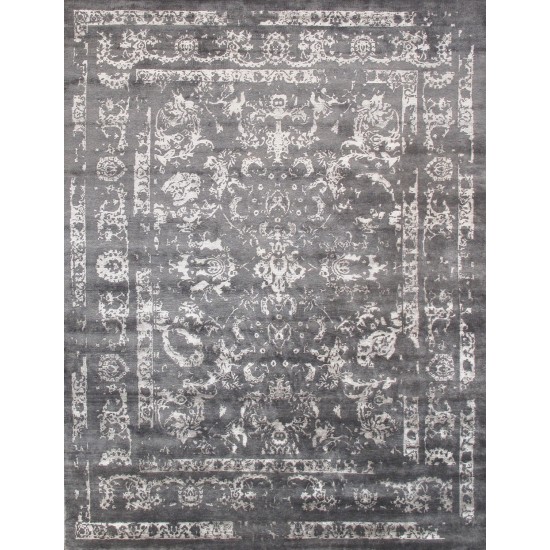 Pasargad Home Transitional Hand-Knotted Silk Area Rug- 9' 2" X 11' 11"