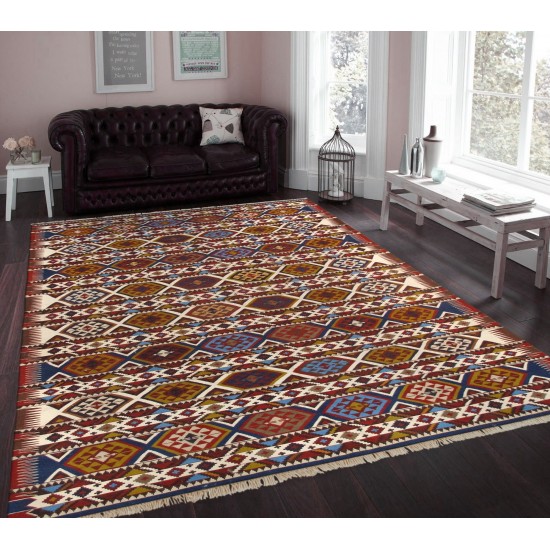 Pasargad Home Vintage Shirvan Multi Lamb's Wool Area Rug- 5' 8" X 10' 8"