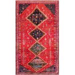 Pasargad Home Vintage Shiraz Collection Red Lamb's Wool Area Rug- 4' 6" X 9' 0"