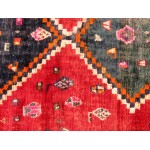 Pasargad Home Vintage Shiraz Collection Red Lamb's Wool Area Rug- 4' 6" X 9' 0"