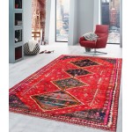 Pasargad Home Vintage Shiraz Collection Red Lamb's Wool Area Rug- 4' 6" X 9' 0"