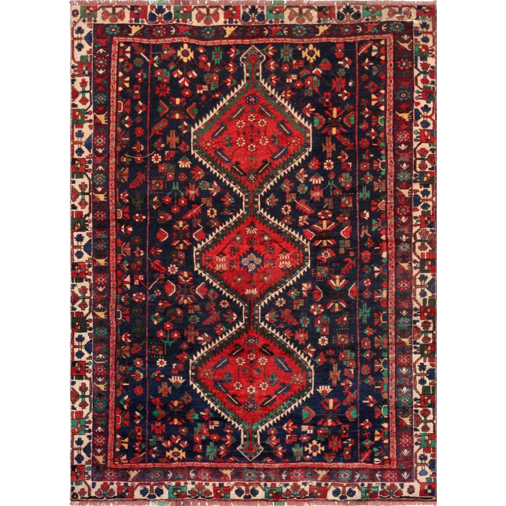 Pasargad Home Vintage Bakhtiari Multi Lamb's Wool Area Rug- 5' 3" X 7' 5"