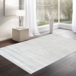 Pasargad Home Slate Hand-Loomed Silk & Wool Ivory/Blue Area Rug- 9X12