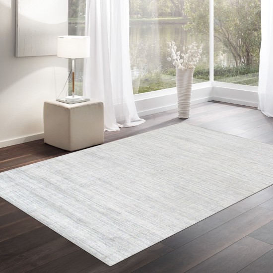 Pasargad Home Slate Hand-Loomed Silk & Wool Ivory/Blue Area Rug- 9X12