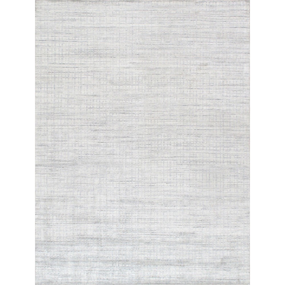 Pasargad Home Slate Hand-Loomed Silk & Wool Ivory/Blue Area Rug- 8X10