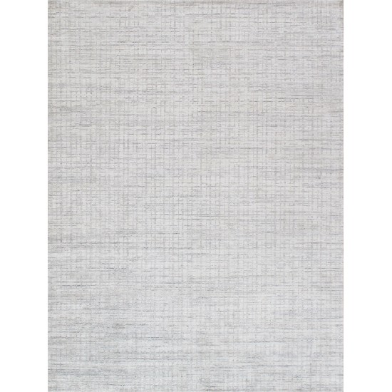 Slate Hand-Loomed Silk & Wool Ivory/Silver Area Rug- 9X12