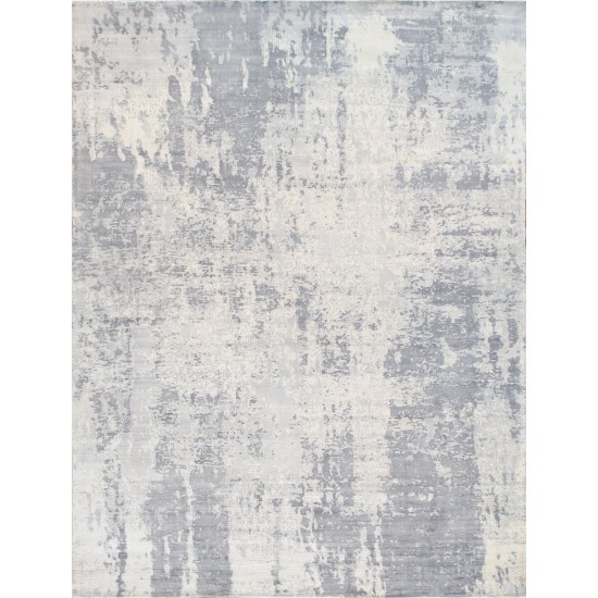 Pasargad Home Mirage Collection Hand-Loomed Grey Silk Area Rug- 4X6