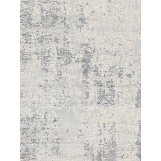 Pasargad Home Mirage Collection Hand-Loomed Grey Silk Area Rug- 4X6