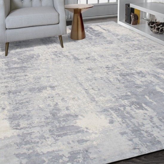 Pasargad Home Mirage Collection Hand-Loomed Grey Silk Area Rug- 5X8