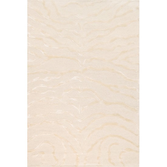 Edgy Hand-Tufted Ivory Silk & Wool Area Rug- 4X 6 PVCSK-01 4x6