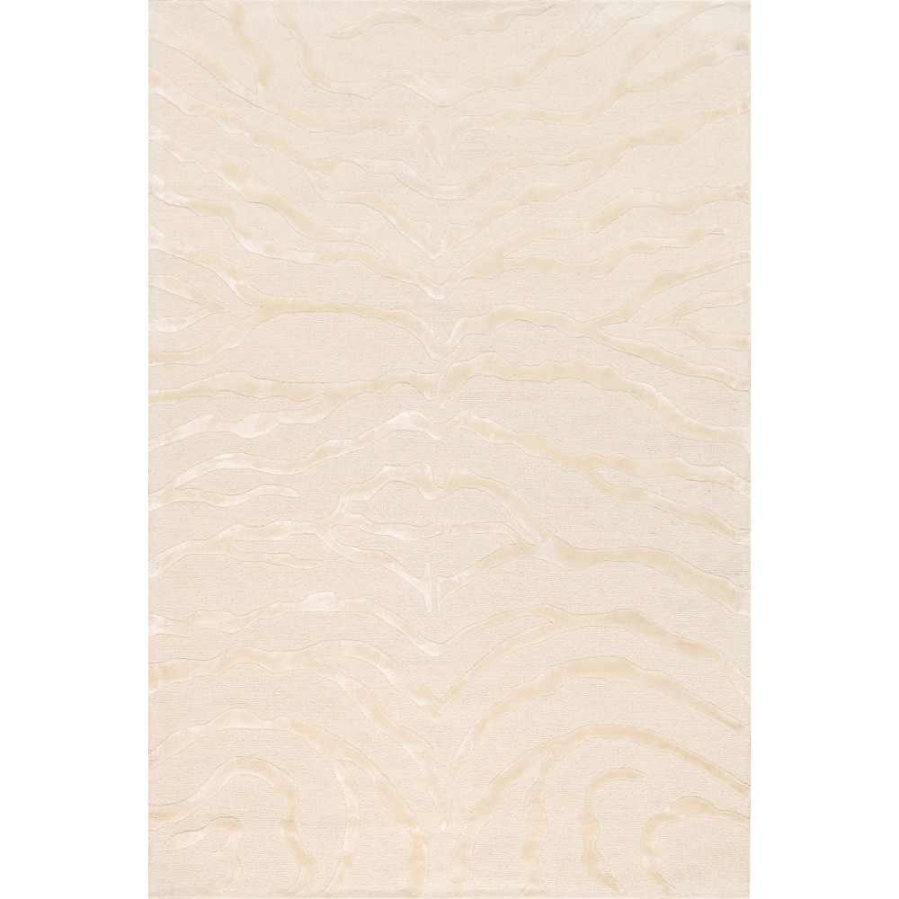 Edgy Hand-Tufted Ivory Silk & Wool Area Rug- 4X 6 PVCSK-01 4x6