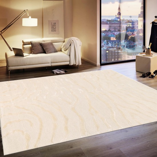 Edgy Hand-Tufted Ivory Silk & Wool Area Rug- 8' 6" X 11' 6" PVCSK-01 9x12