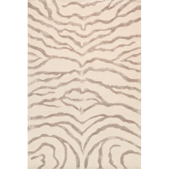 Edgy Hand-Tufted Ivory Silk & Wool Area Rug- 4X 6 PVCSK-03 4x6