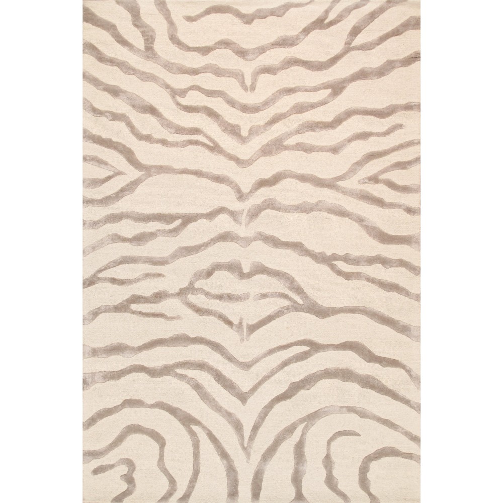 Edgy Hand-Tufted Ivory Silk & Wool Area Rug- 4X 6 PVCSK-03 4x6