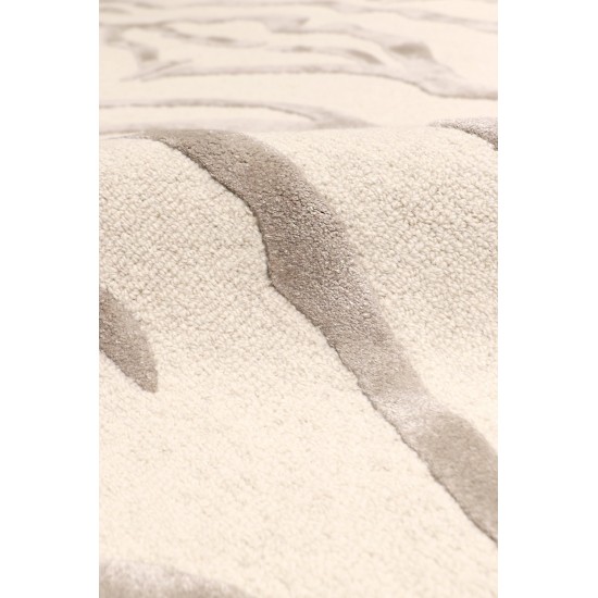 Edgy Hand-Tufted Ivory Silk & Wool Area Rug- 4X 6 PVCSK-03 4x6