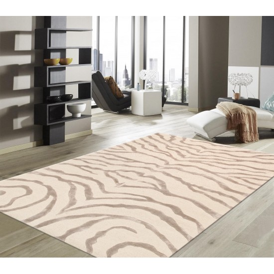 Edgy Hand-Tufted Ivory Silk & Wool Area Rug- 4X 6 PVCSK-03 4x6