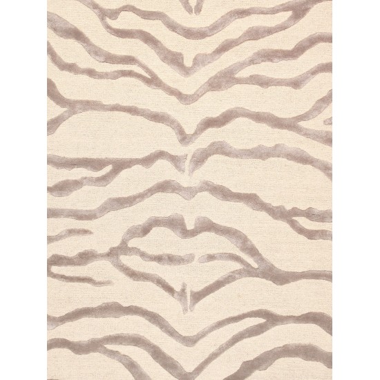 Edgy Hand-Tufted Ivory Silk & Wool Area Rug- 5X 8 PVCSK-03 5x8