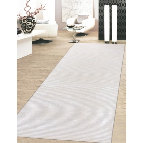 Pasargad Home Edgy Hand-Tufted Beige Silk & Wool Runner Rug- 2' 6" X 10