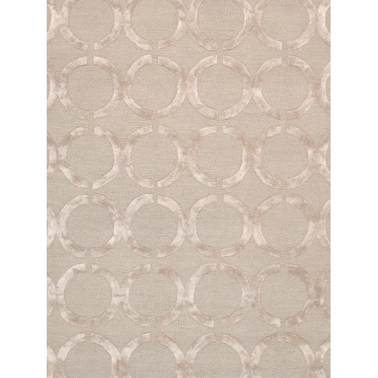 Pasargad Home Edgy Hand-Tufted Silk & Wool Beige Area Rug- 4X 6