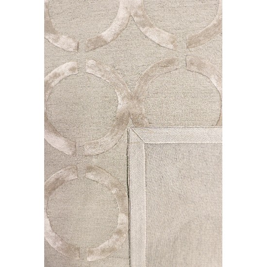 Pasargad Home Edgy Hand-Tufted Silk & Wool Beige Area Rug- 4X 6