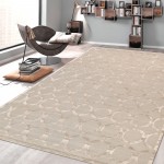 Pasargad Home Edgy Hand-Tufted Silk & Wool Beige Area Rug- 4X 6