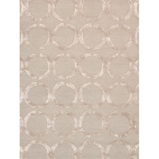 Pasargad Home Edgy Hand-Tufted Silk & Wool Beige Area Rug- 5X 8