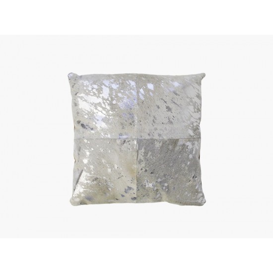 Pasargad Home Forest Collection Cowhide Pillow, Silver