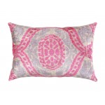 Pasargad Home Pillow Ikat Velvet Silk, Wool Pink 1' 4" X 2' 0"