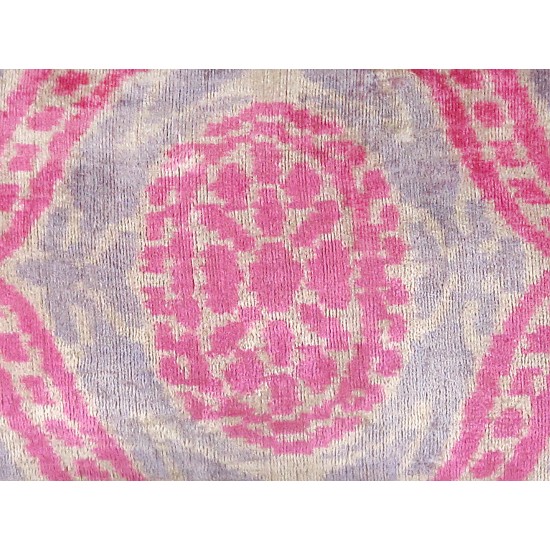 Pasargad Home Pillow Ikat Velvet Silk, Wool Pink 1' 4" X 2' 0"