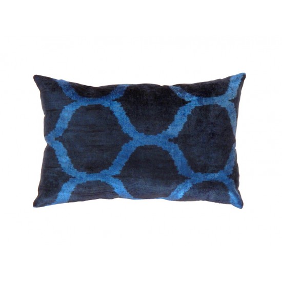 Pasargad Home Pillow Ikat Velvet Velvet Navy 1' 4" X 2' 0"