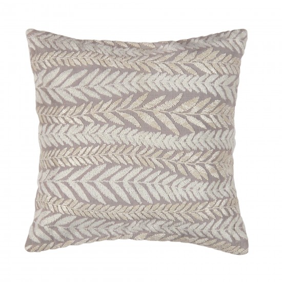 Pasargad Home Pillow Naples Embroidered Cotton, Silk Grey 1' 8" X 1' 8"