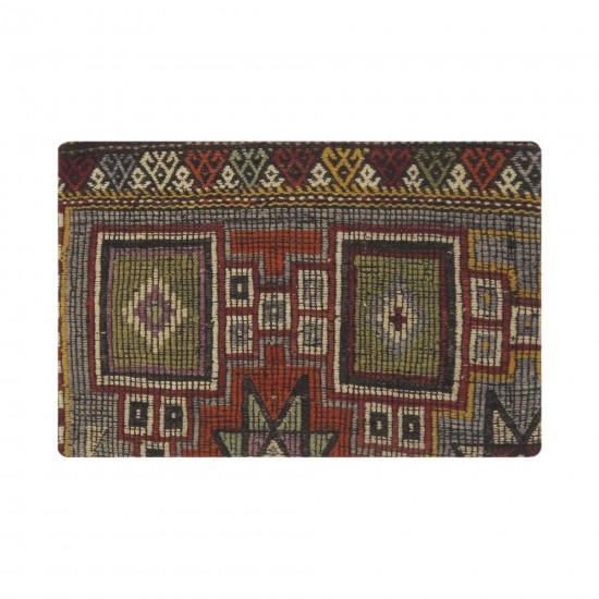 Vintage Turkish Kilim Multi Color Accent Pillow Cover - 16" x 24"48730