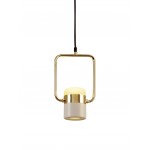 Pasargad Home Enzo Glass & Steel Pendent Light, Black & Bronze