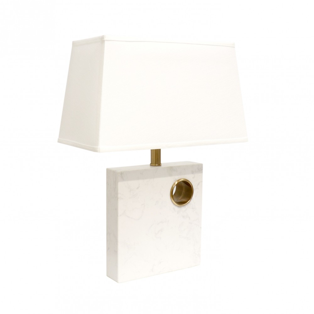 Verona Marble and Metal Table Lamp -22x9.5, White/Gold and On-Off Switch Verona Marble and Metal Table Lamp -22x9.5, White/Gold and On-Off Switch