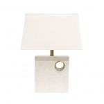Verona Marble and Metal Table Lamp -22x9.5, White/Gold and On-Off Switch