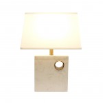 Verona Marble and Metal Table Lamp -22x9.5, White/Gold and On-Off Switch