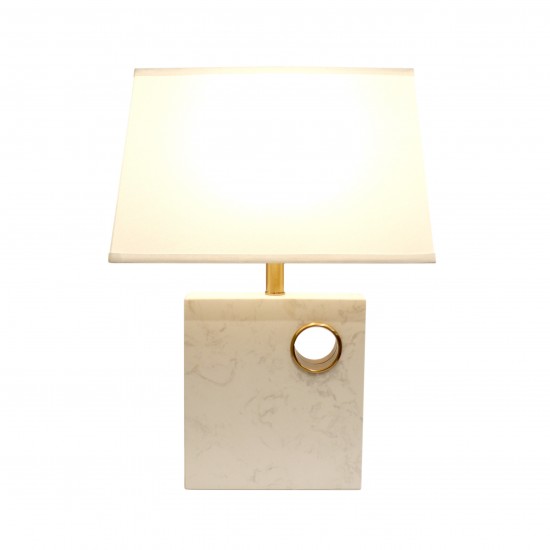 Verona Marble and Metal Table Lamp -22x9.5, White/Gold and On-Off Switch