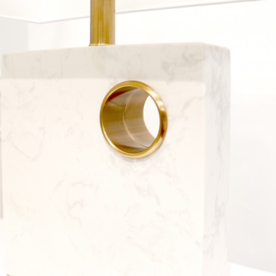 Verona Marble and Metal Table Lamp -22x9.5, White/Gold and On-Off Switch