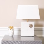 Verona Marble and Metal Table Lamp -22x9.5, White/Gold and On-Off Switch